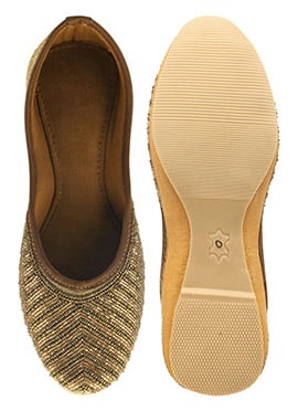 Golden Hand Embroidered Juti