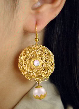 Golden Kundan And Moti Drops