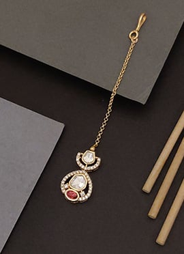 Golden Kundan And Stone Elegant Mangtikka