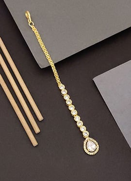 Golden Kundan And Stone Statement Mangtikka