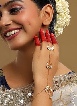 Golden Kundan Beaded Haath Pool