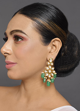 Golden Kundan Beads Meenakari And Danglers