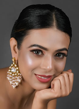 Golden Kundan Beads Meenakari Danglers