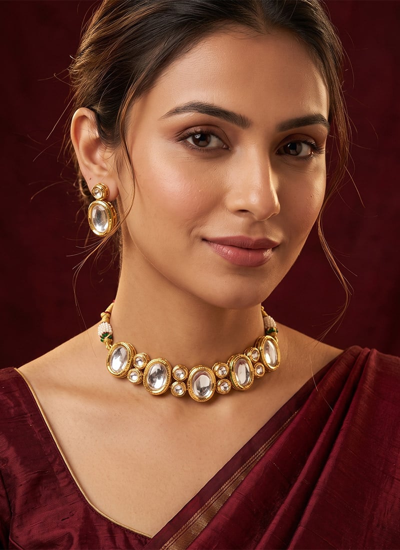 Golden Kundan Choker Set After Six Wear
