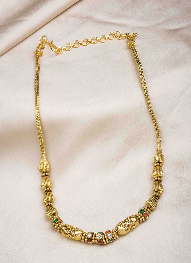 Golden Kundan Majesty Necklace Festive Wear