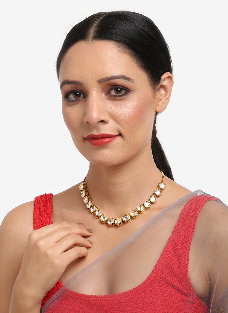 Golden Kundan Necklace Wedding Wear