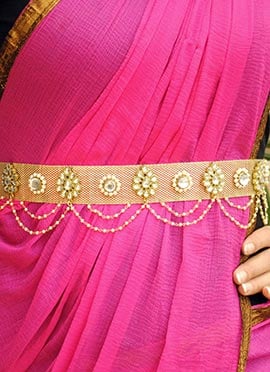 Golden Kundan Pearl Saree Belt
