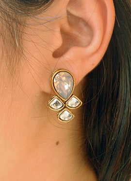 Golden Kundan Studs
