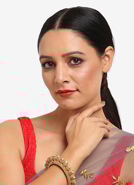 Golden Kundan With Beads And Meenakari Kada