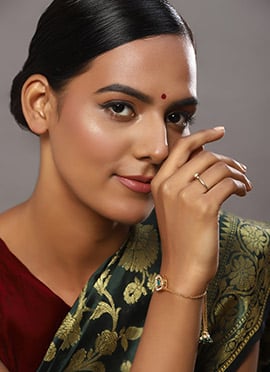 Golden Kundan With Beads And Stone Bracelet