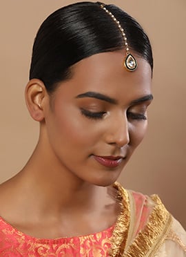 Golden Kundan With Stone And Beads Mangtikka