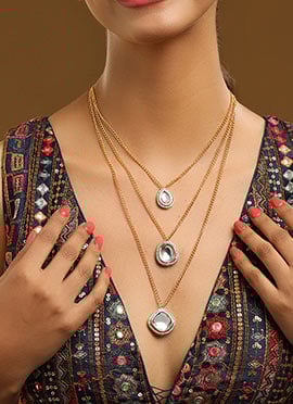 Golden Layered Kundan Pendant Necklace