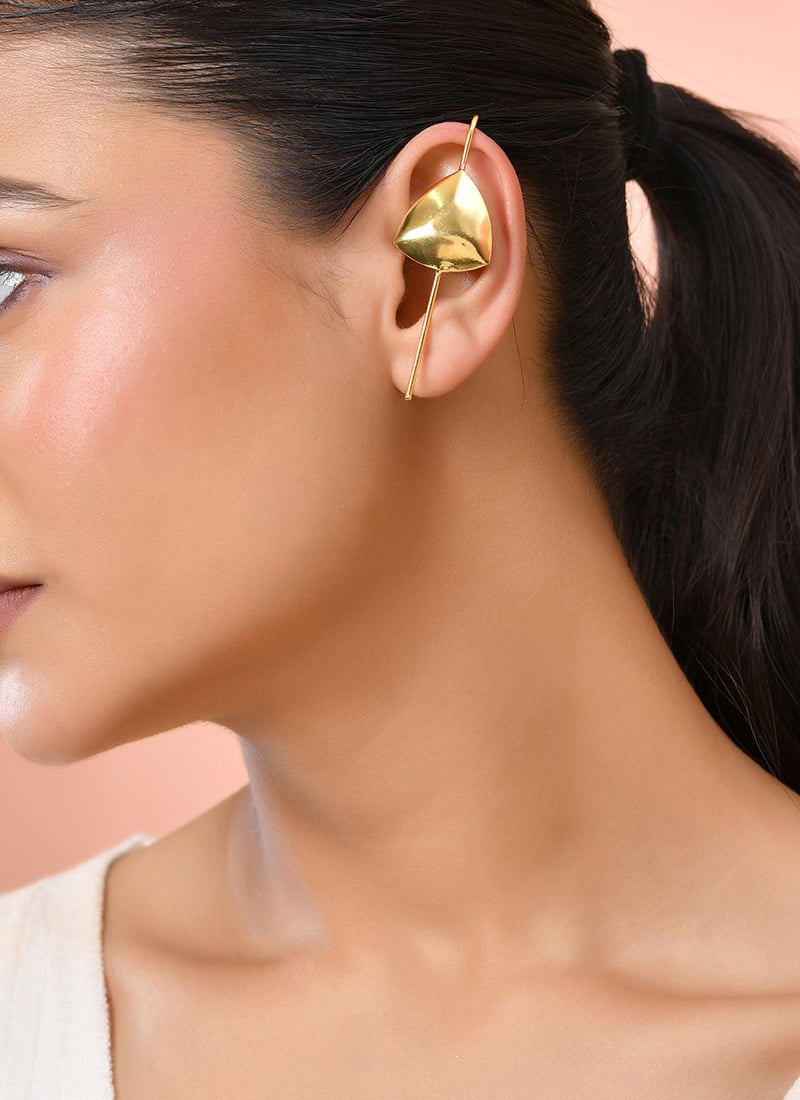 Golden Leaf Ear Cuff After Six Wear