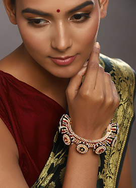 Golden Meenakari And Beads Kada