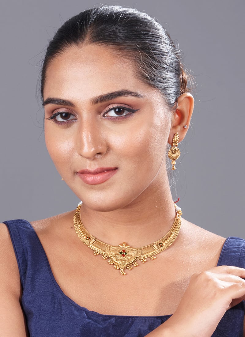 Golden Meenakari Necklace Festive Wear