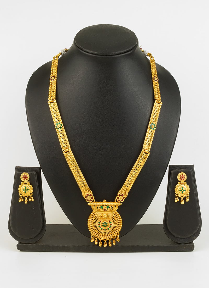 Golden Meenakari Necklace Set Festive Wear-JYSPFMNK4817
