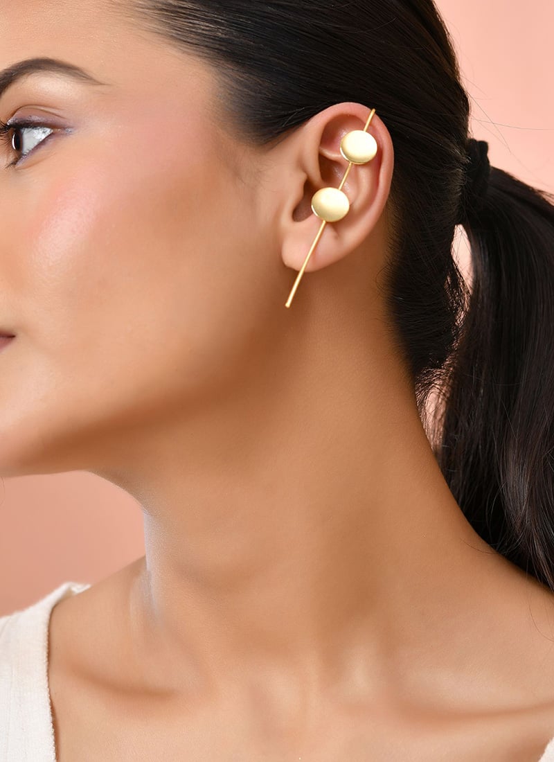Golden Minimal Disc Ear Cuff After Six Wear
