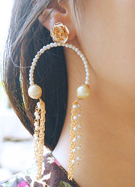 Golden Moti And Beads Danglers