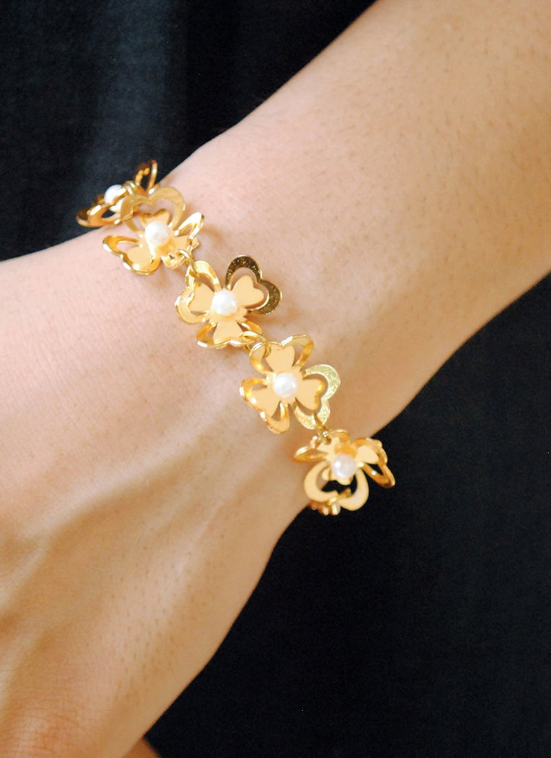 Golden Moti Floral Bracelet Festive Wear