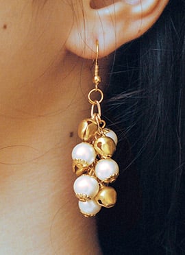 Golden Moti With Ghungroo Danglers