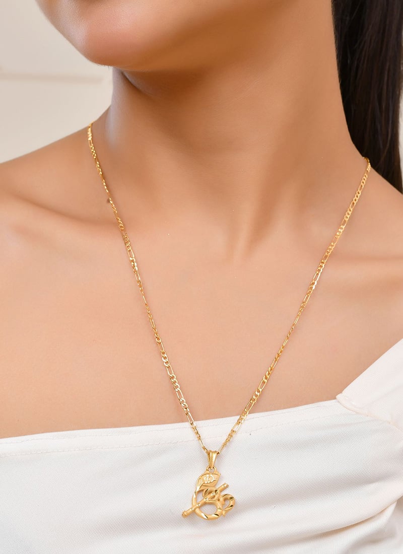 Golden Opulent Pendent Set For Women  After Six Wear