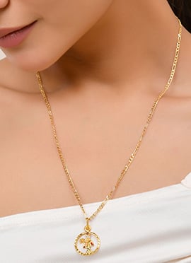 Golden Ornate Pendent Set For Women