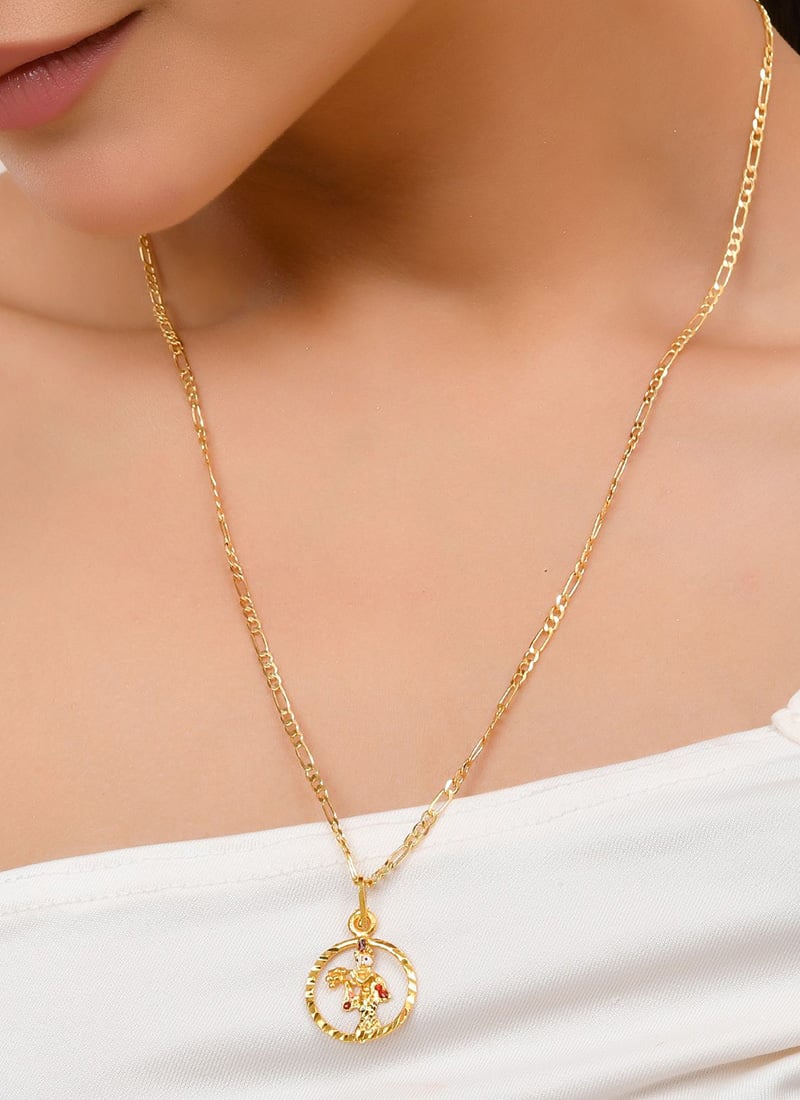 Golden Ornate Pendent Set For Women  After Six Wear