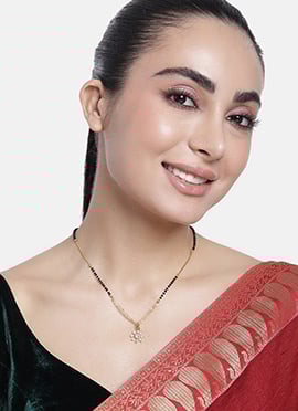 Golden Plated Kundan And Beads Mangalsutra