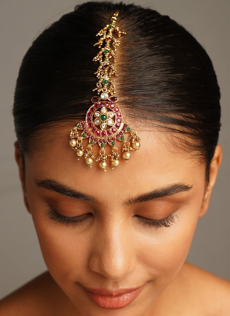 Golden Plated Kundan Mangtikka