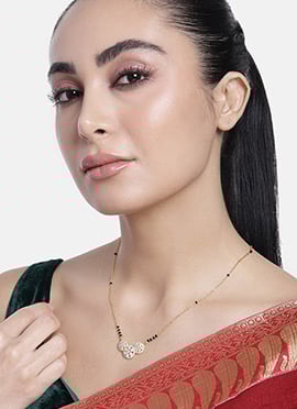 Golden Plated Kundan Stone And Beads Mangalsutra