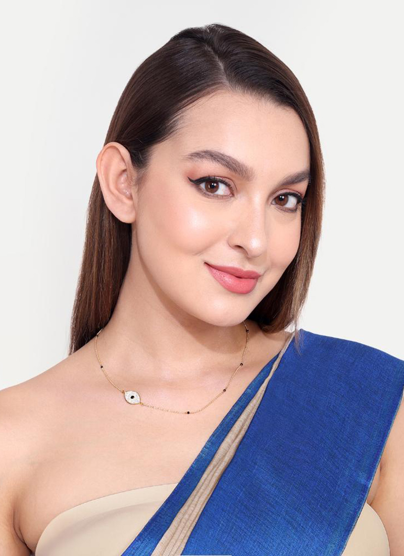 Golden Plated Stone And Beads Mangalsutra Festive Wear