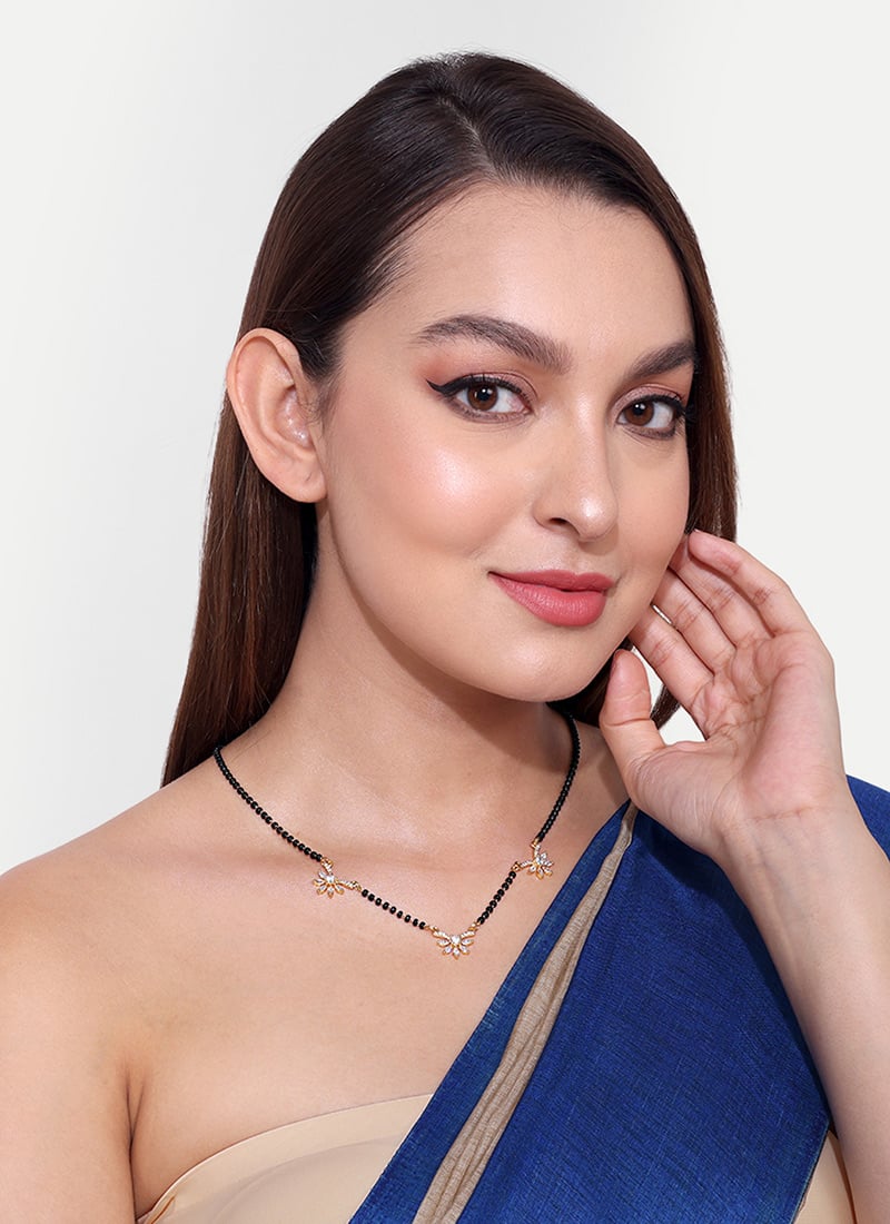 Golden Plated Stone And Beads Mangalsutra Festive Wear