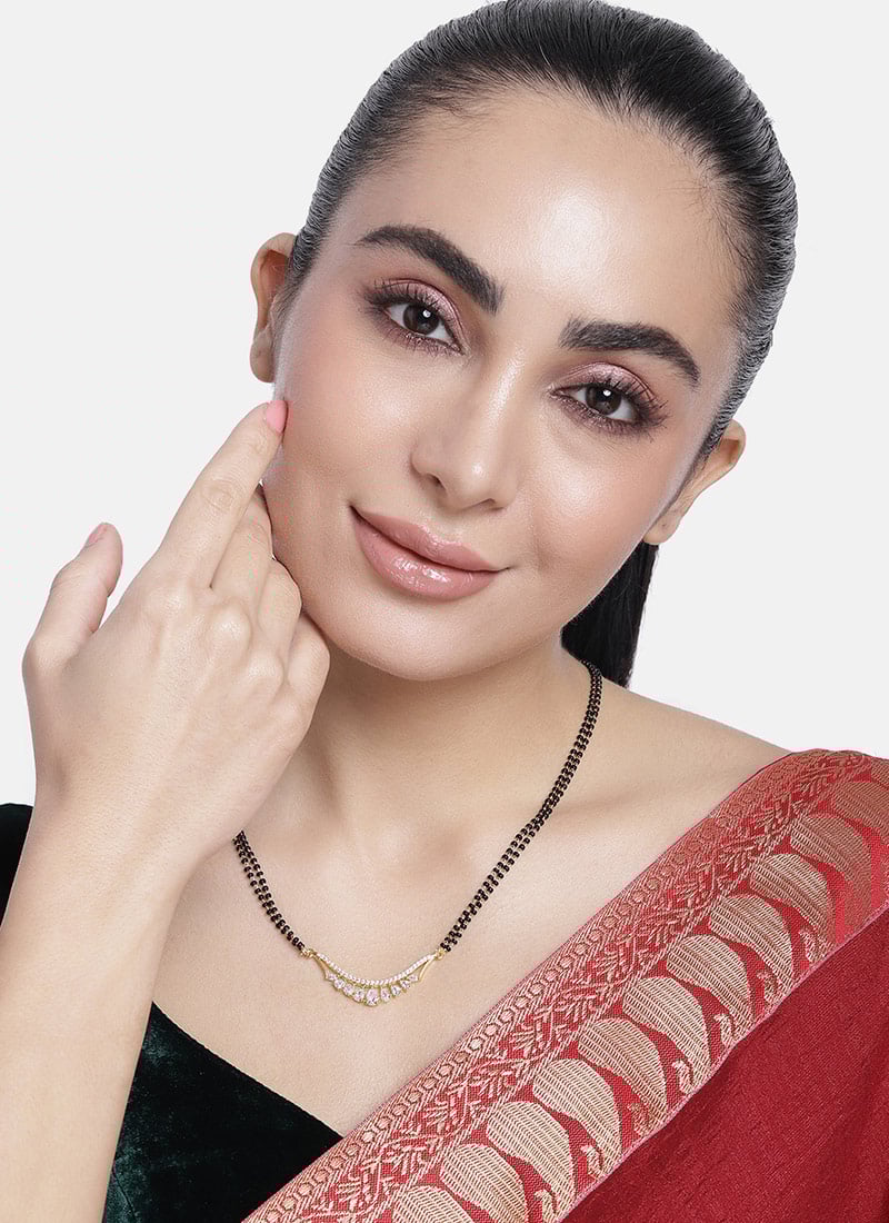 Golden Plated Stone And Beads Mangalsutra Festive Wear