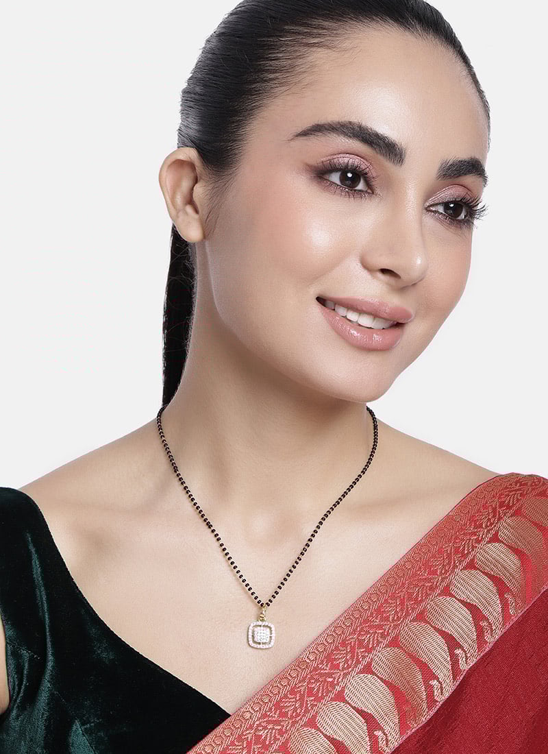 Golden Plated Stone And Beads Mangalsutra Festive Wear