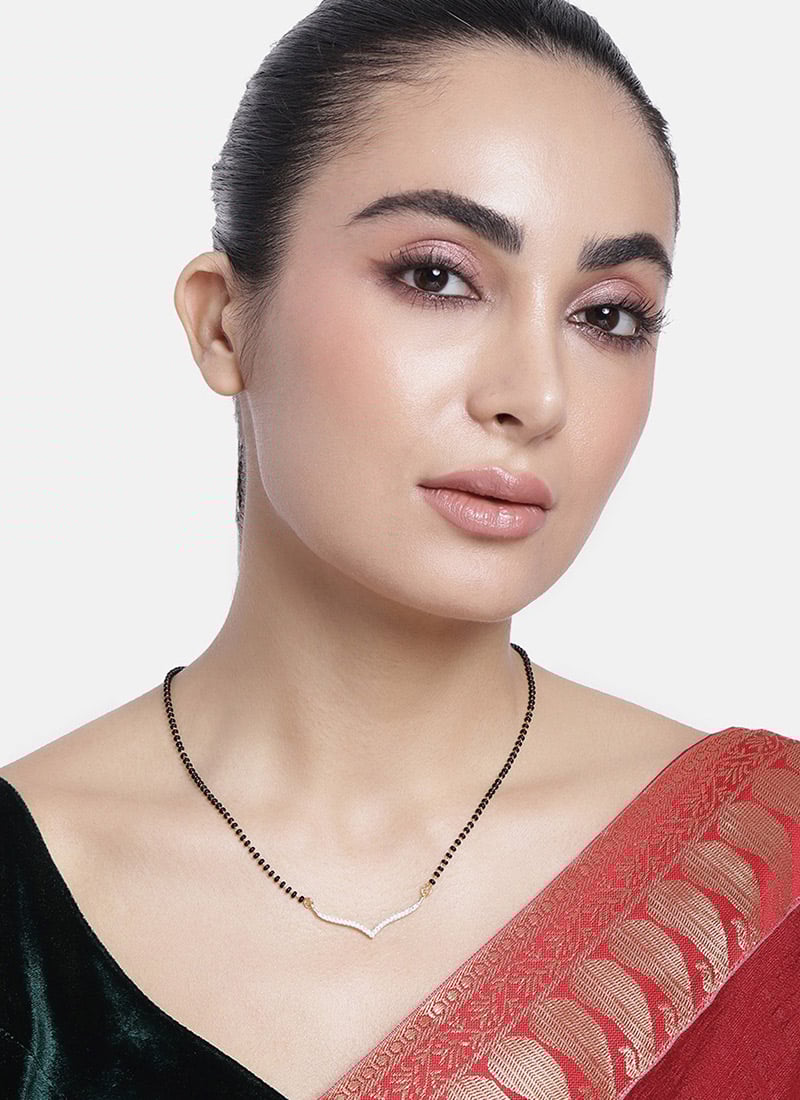 Golden Plated Stone And Beads Mangalsutra Festive Wear