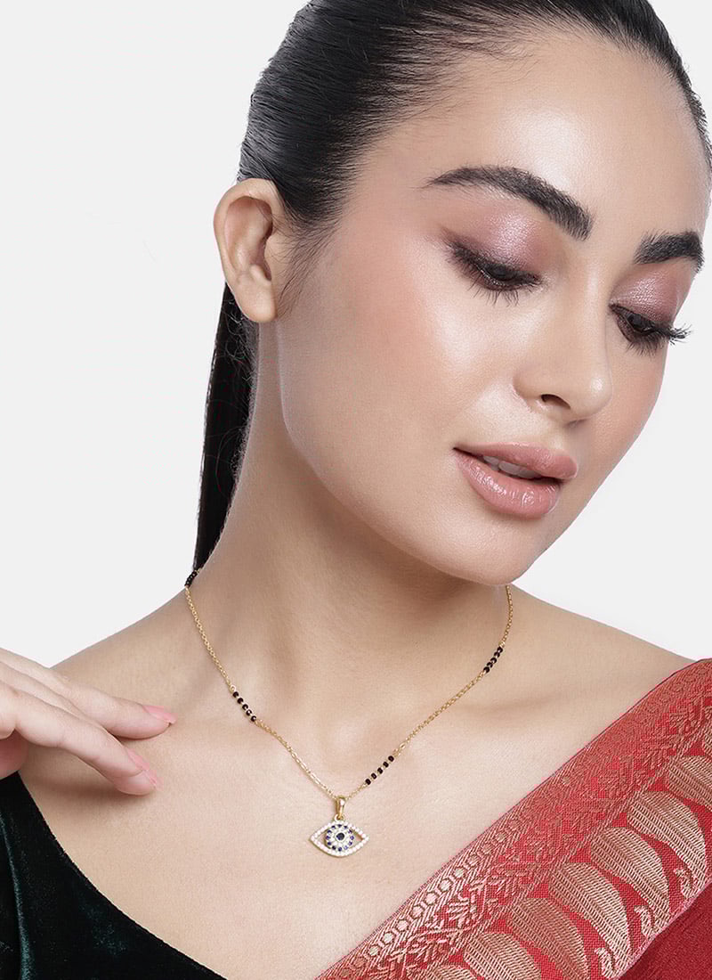 Golden Plated Stone And Beads Mangalsutra Festive Wear
