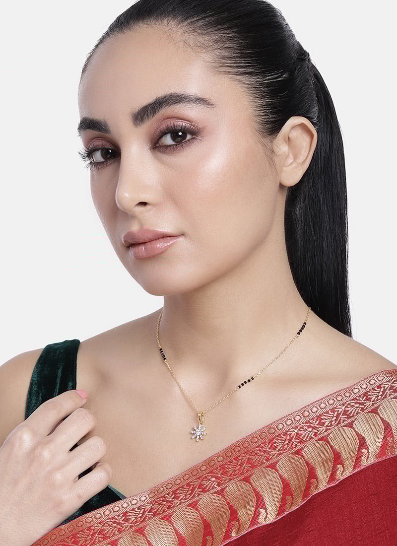 Golden Plated Stone And Beads Mangalsutra Festive Wear