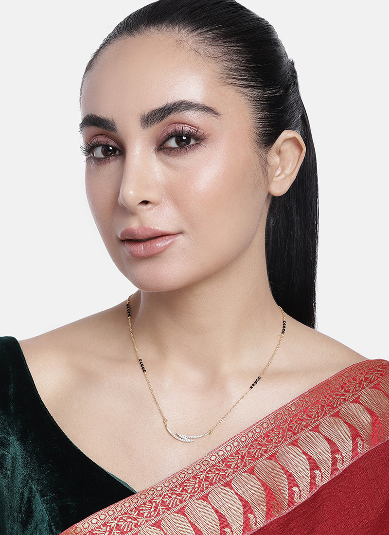 Golden Plated Stone And Beads Mangalsutra Festive Wear
