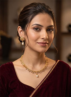Golden Polki Traditional Necklace Set