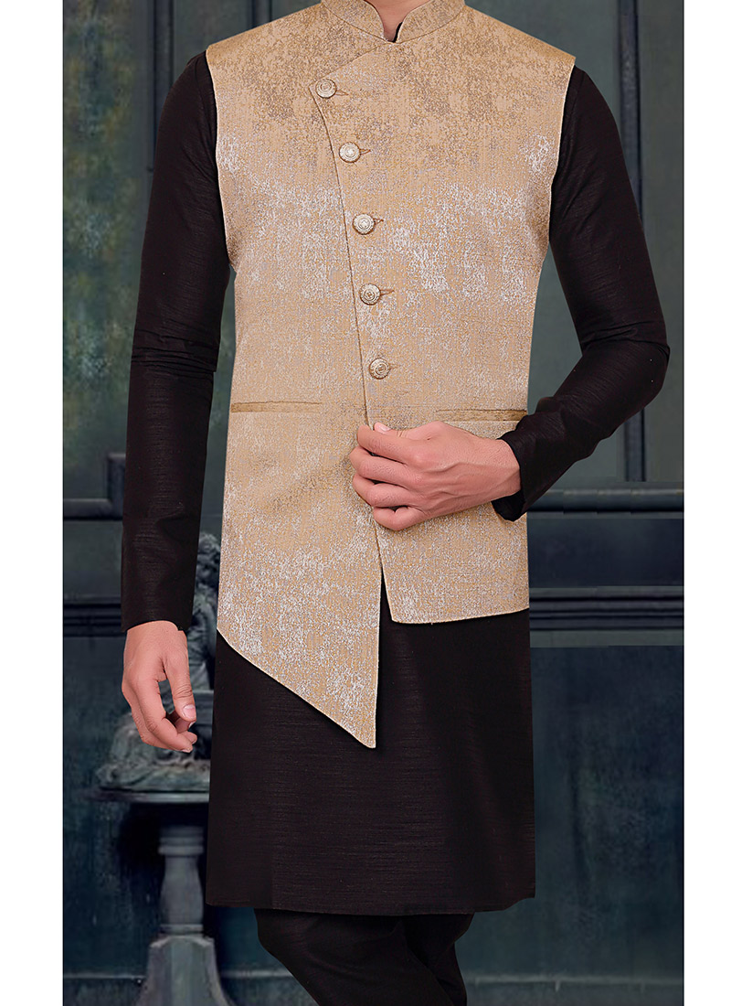 Long Nehru Jacket in Copper Rose