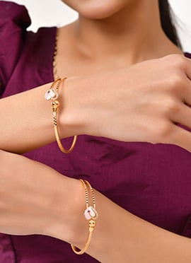 Golden Stone Accent Openable Bangles For Women
