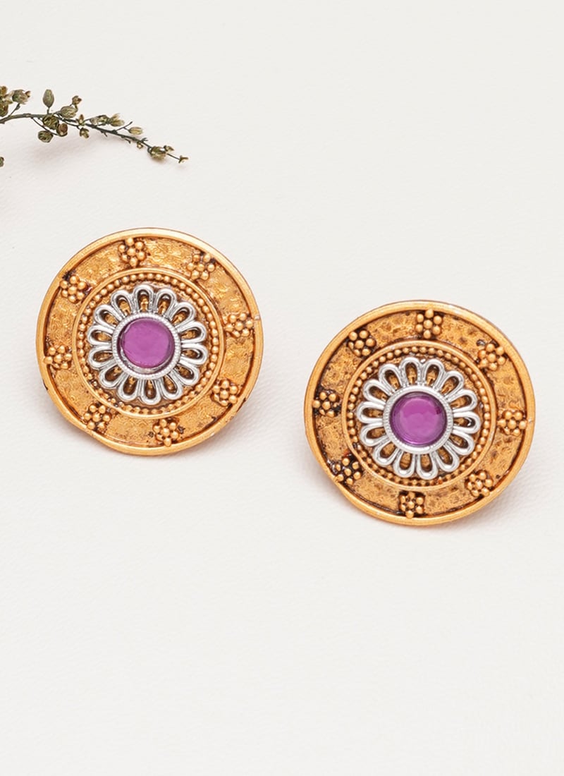 Golden Stone Stud  Festive Wear