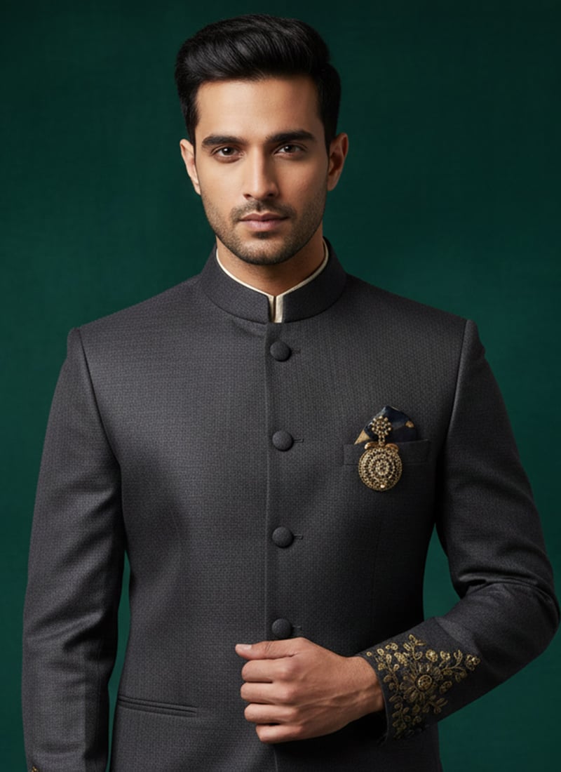 Golden Stone Work Brooch For Men