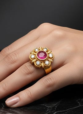 Golden Stones Kundan Ring