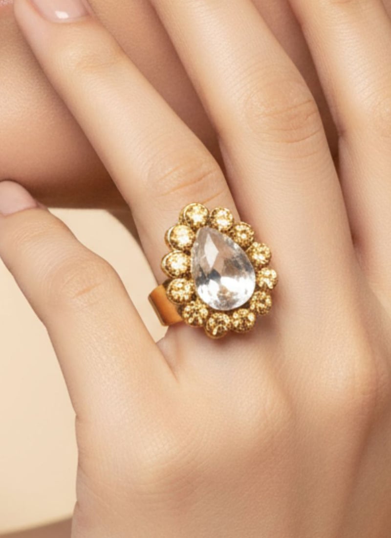 Golden Stones Kundan Ring Festive Wear