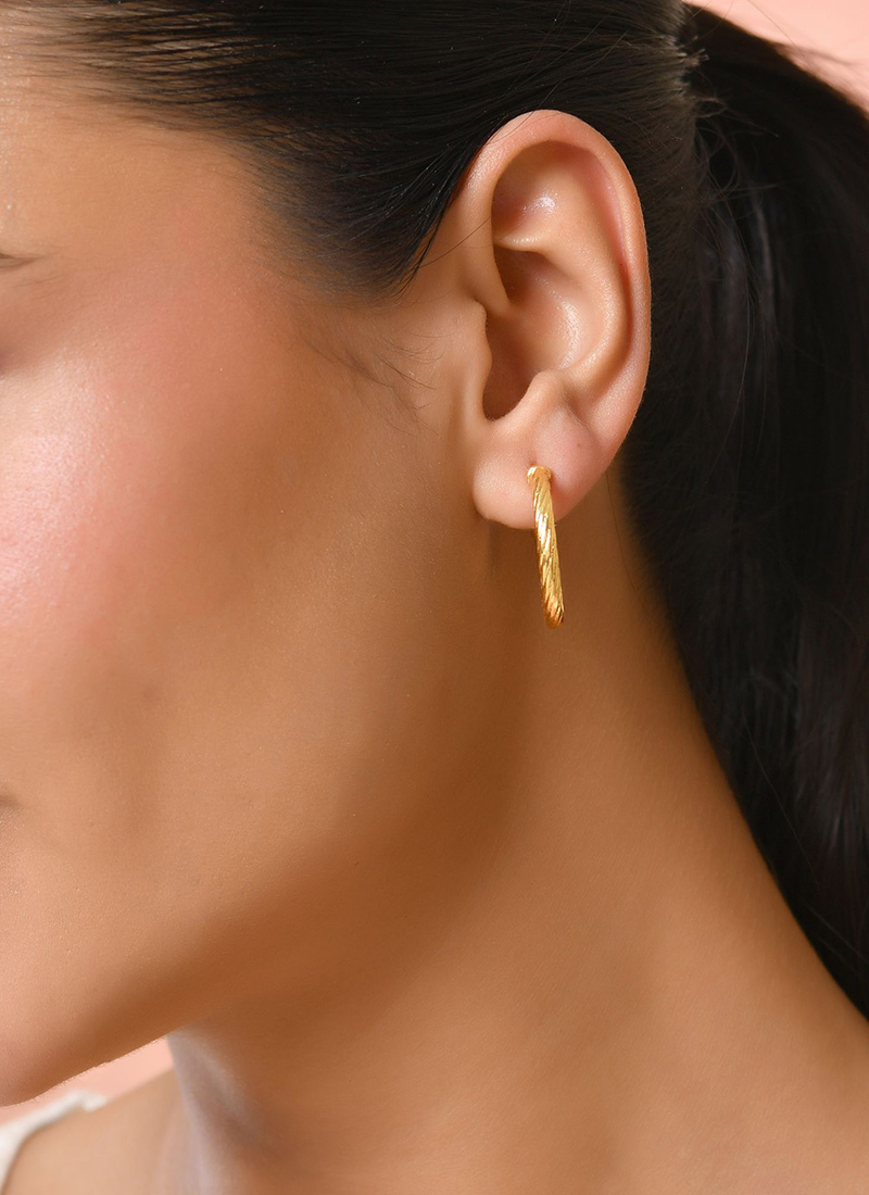 Golden Textured Hoop  After Six Wear