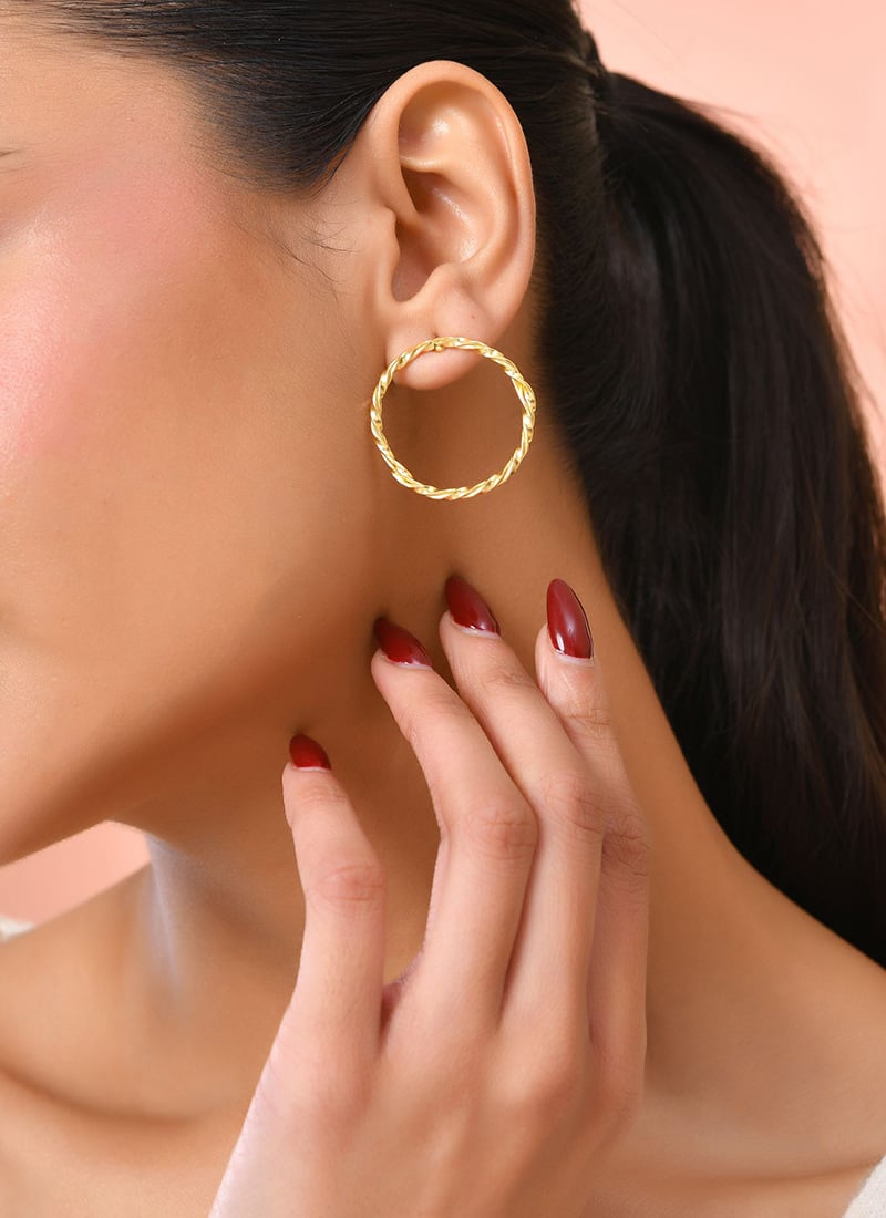 Golden Twisted Circle Studs After Six Wear