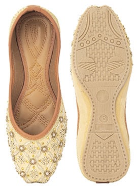 Golden Zardosi Hand Embroidered With Stone And Moti Work Juti