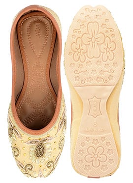 Golden Zardosi Hand Embroidered With Stone Work Juti