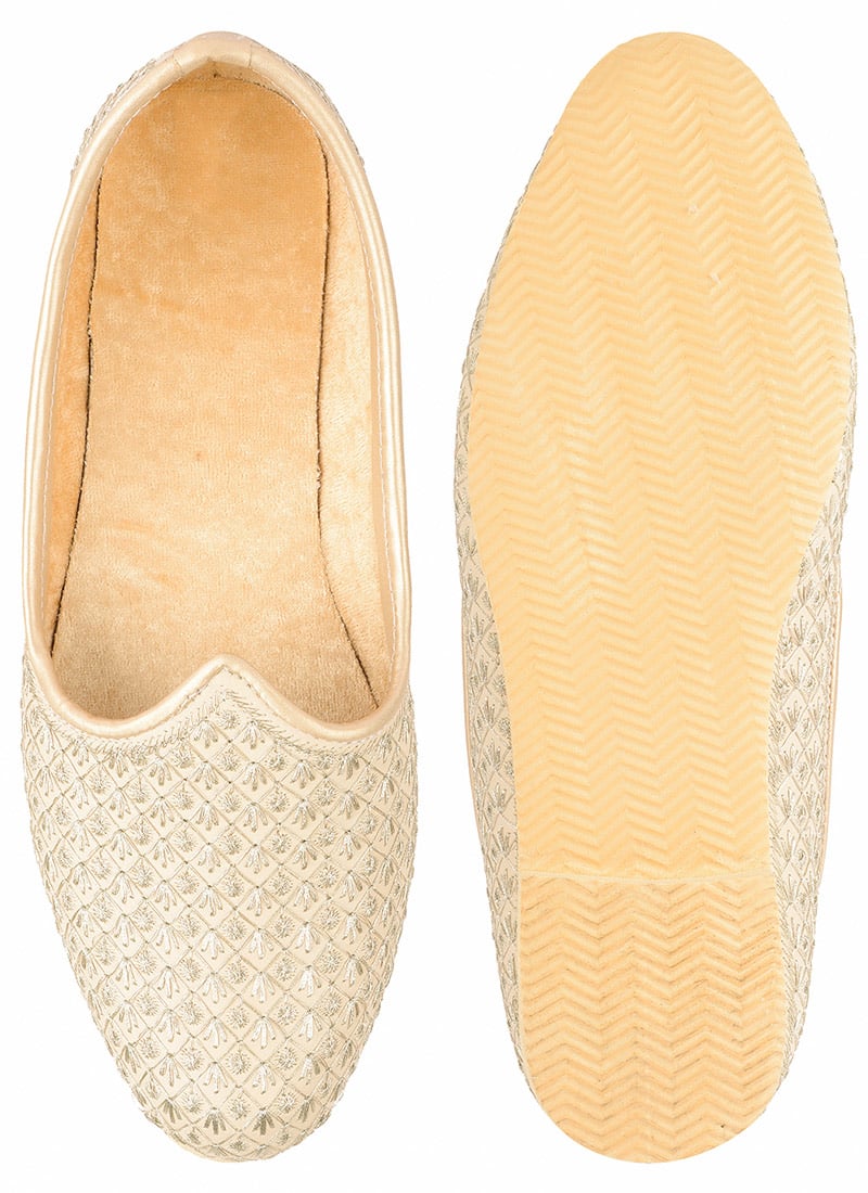 Golden Zari Embroidered Mojri